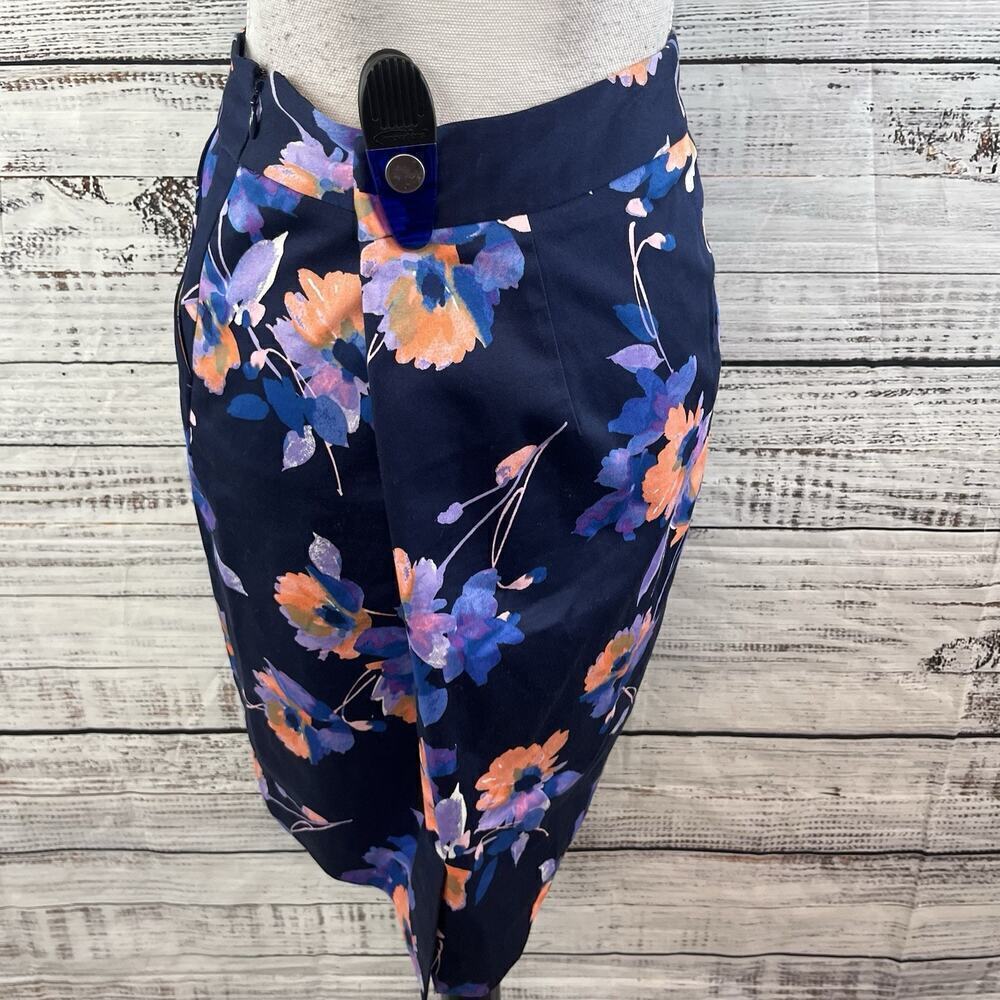 The Limited Skirt sz 12 Blue Coral Floral Straight Stretch Knee Tropical Career - Picture 7 of 9
